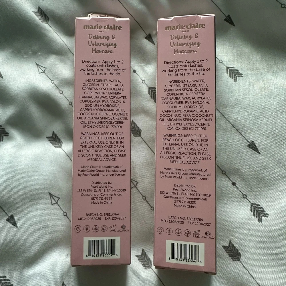 Marie Claire Jet Black Volumizing Mascara 2-Pack Sealed